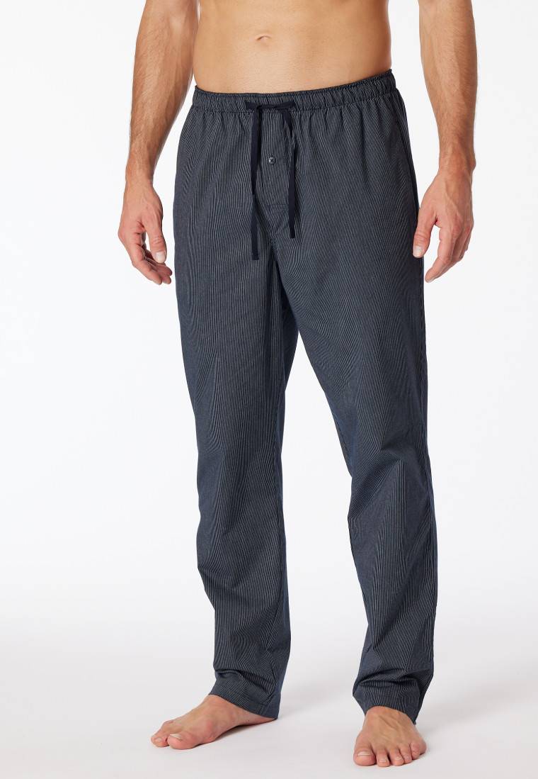 Schiesser Loungehose lang Webware dunkelblau gestreift - Mix+Relax Fabrikverkauf