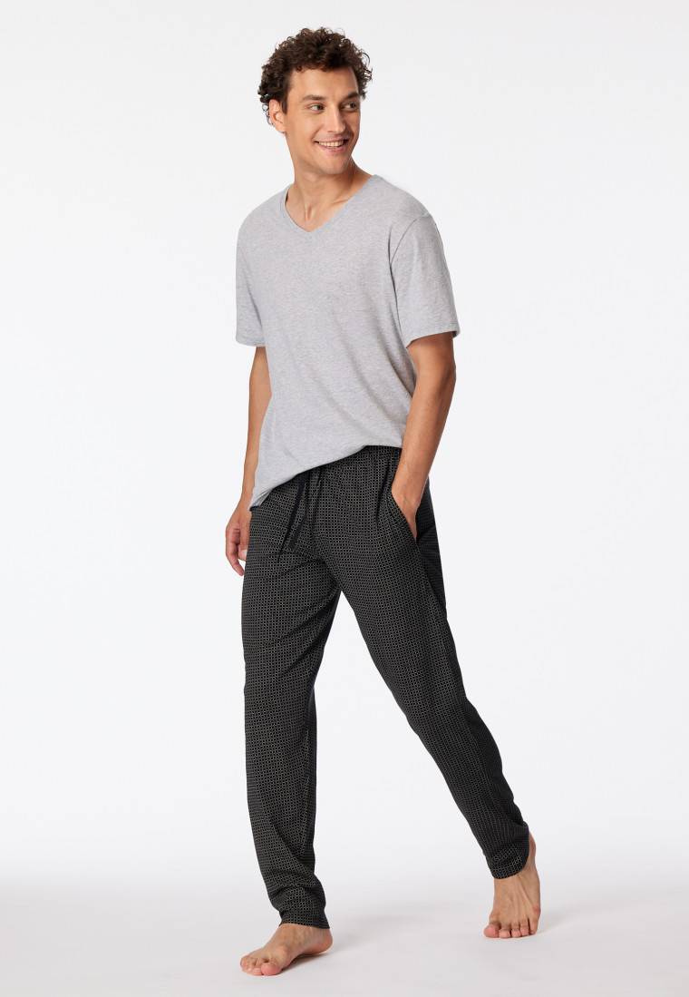 Schiesser Loungehose lang Jersey schwarz gemustert - Mix+Relax Meist gekauft