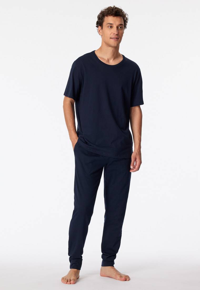 Schiesser Loungehose lang Jersey Bündchen dunkelblau - Mix+Relax Limitierter Zeitrabatt