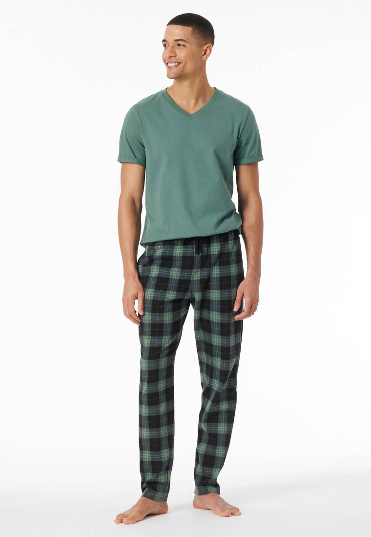 Schiesser Loungehose lang Organic Cotton kariert mehrfarbig - Mix+Relax Fabrik Onlineshop