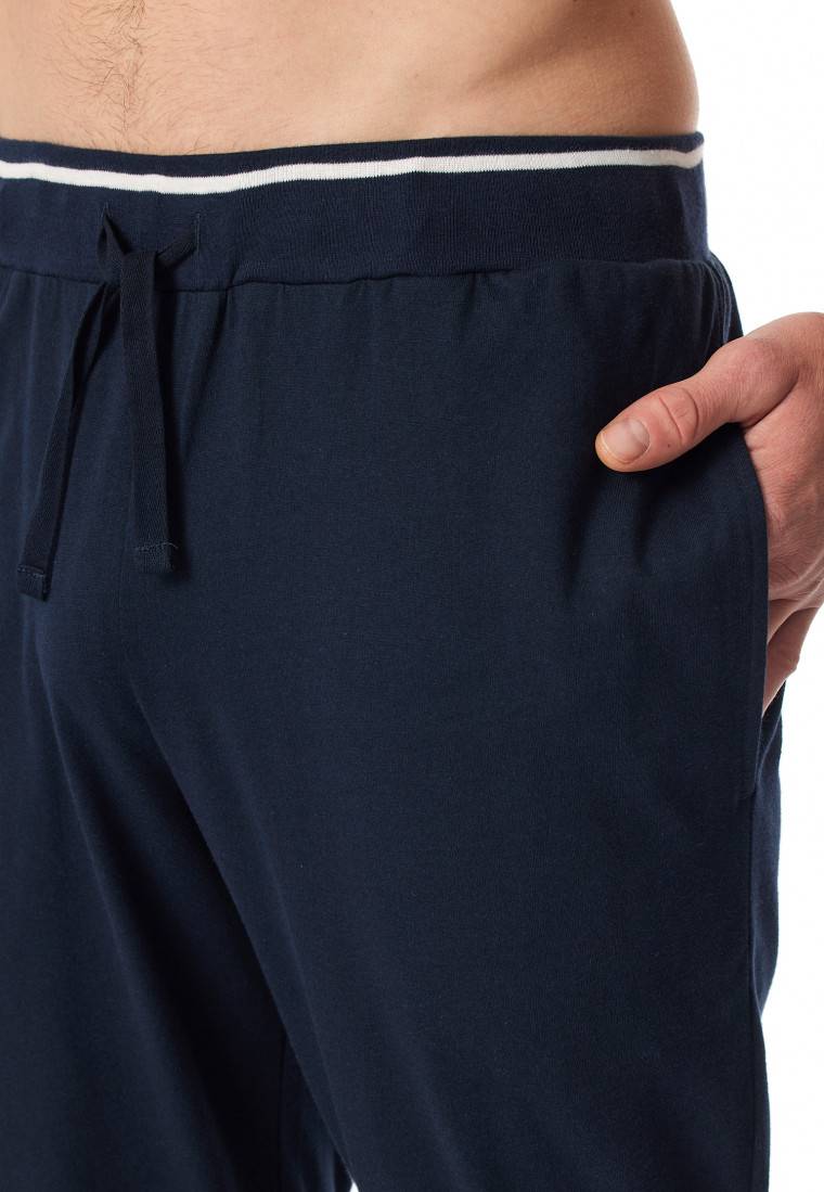 Schiesser Hose lang Bündchen nachtblau - Mix+Relax Fabrikpreis