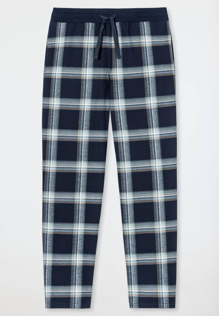 Schiesser Hose lang Flanell Karos nachtblau - Mix+Relax Sonderangebot