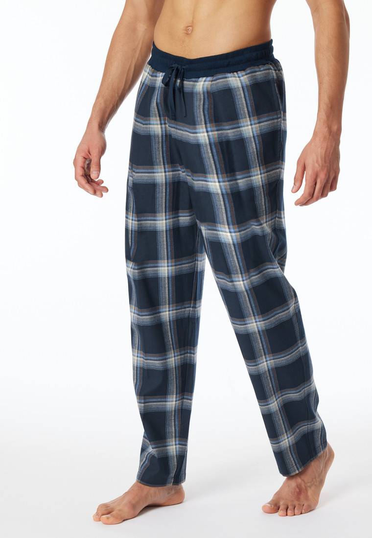 Schiesser Hose lang Flanell Karos nachtblau - Mix+Relax Sonderangebot