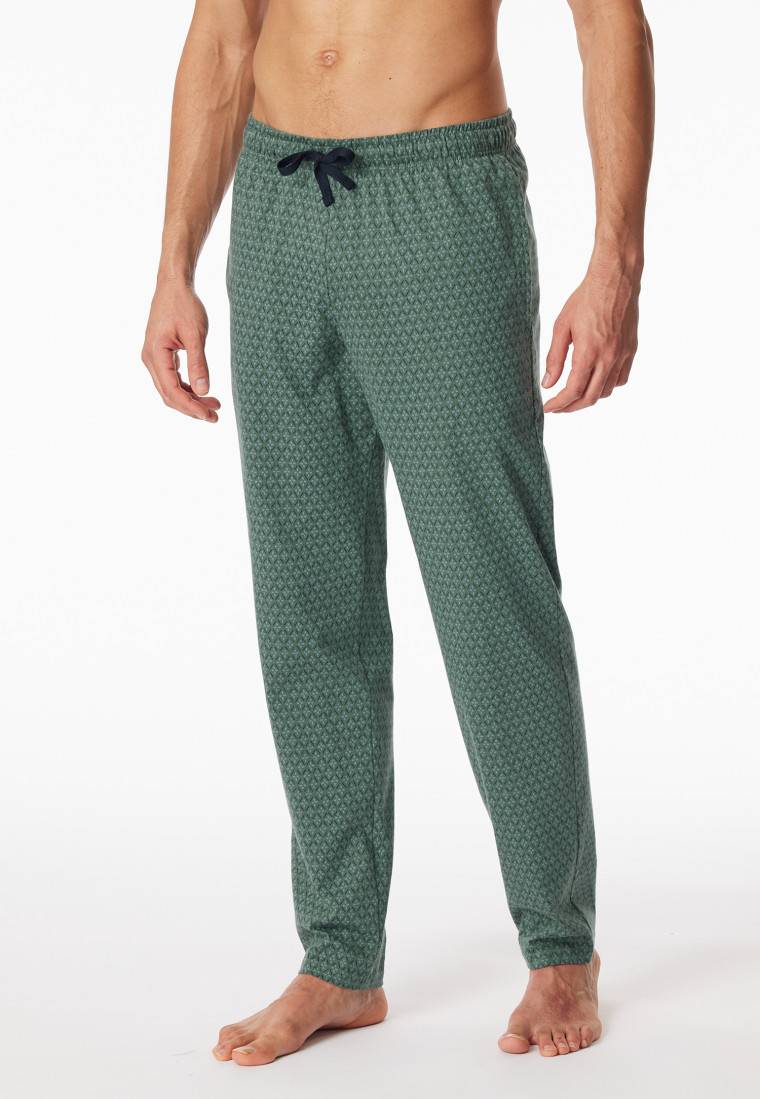 Schiesser Loungehose lang Organic Cotton grün gemustert - Mix+Relax Großer Ausverkauf
