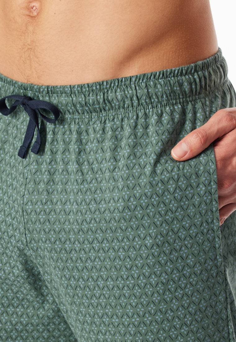 Schiesser Loungehose lang Organic Cotton grün gemustert - Mix+Relax Großer Ausverkauf