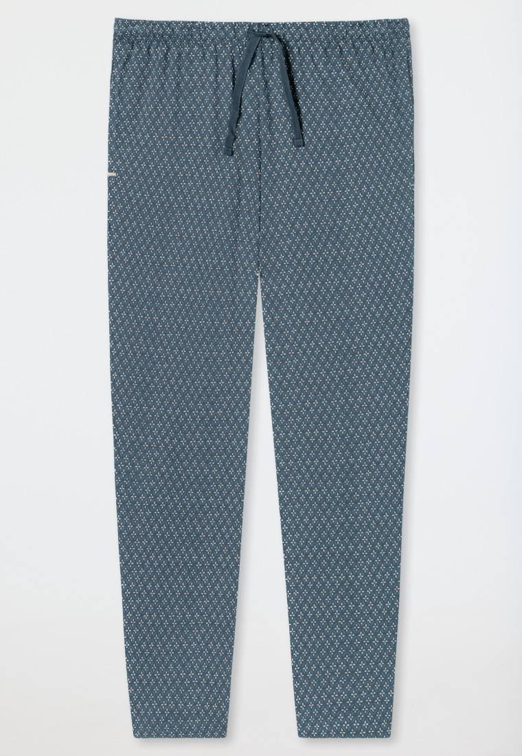 Schiesser Loungehose lang Organic Cotton jeansblau gemustert - Mix+Relax Flash Sale