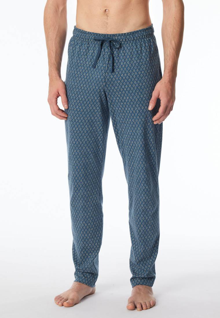 Schiesser Loungehose lang Organic Cotton jeansblau gemustert - Mix+Relax Flash Sale