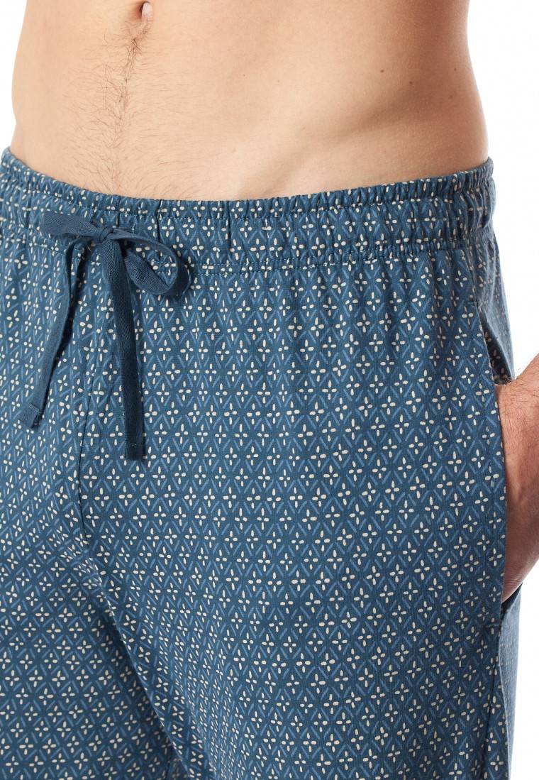 Schiesser Loungehose lang Organic Cotton jeansblau gemustert - Mix+Relax Flash Sale