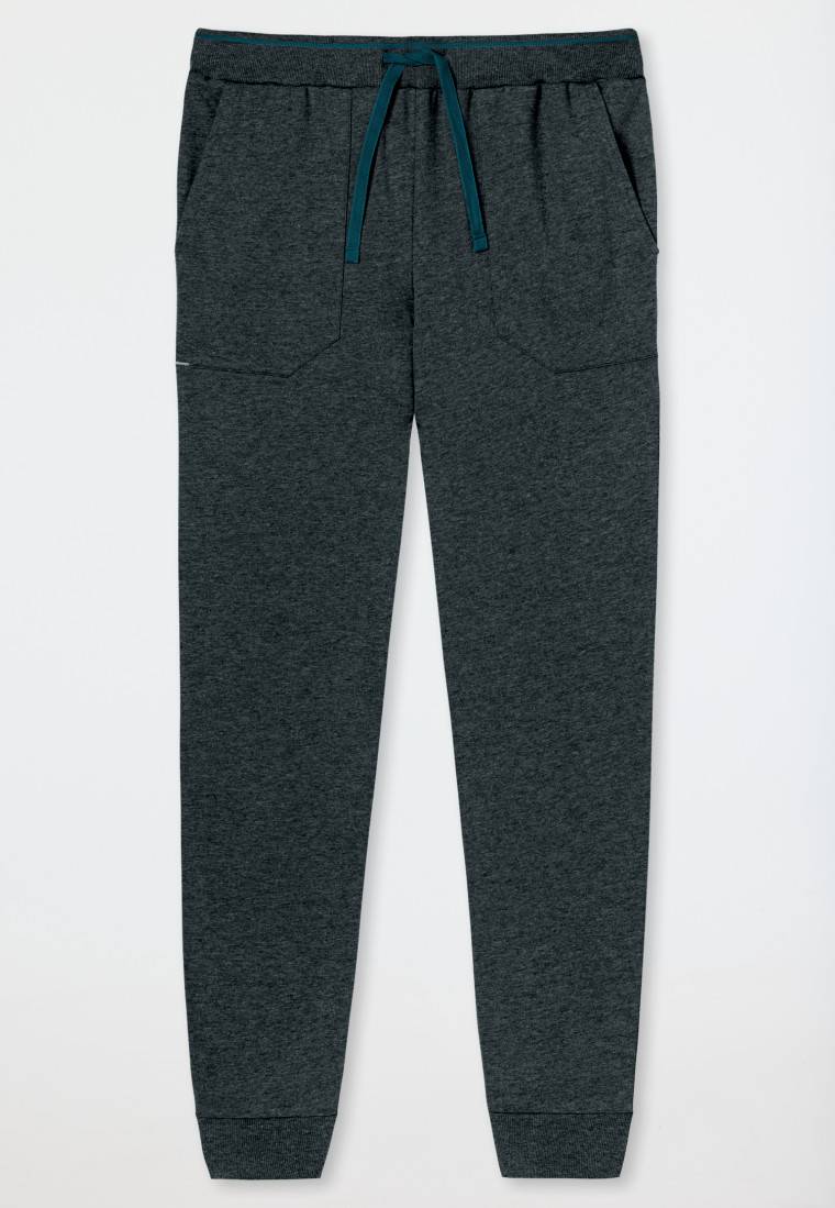 Schiesser Loungehose lang Organic Cotton Bündchen dunkelgrau meliert - Mix+Relax Weihnachtsangebot