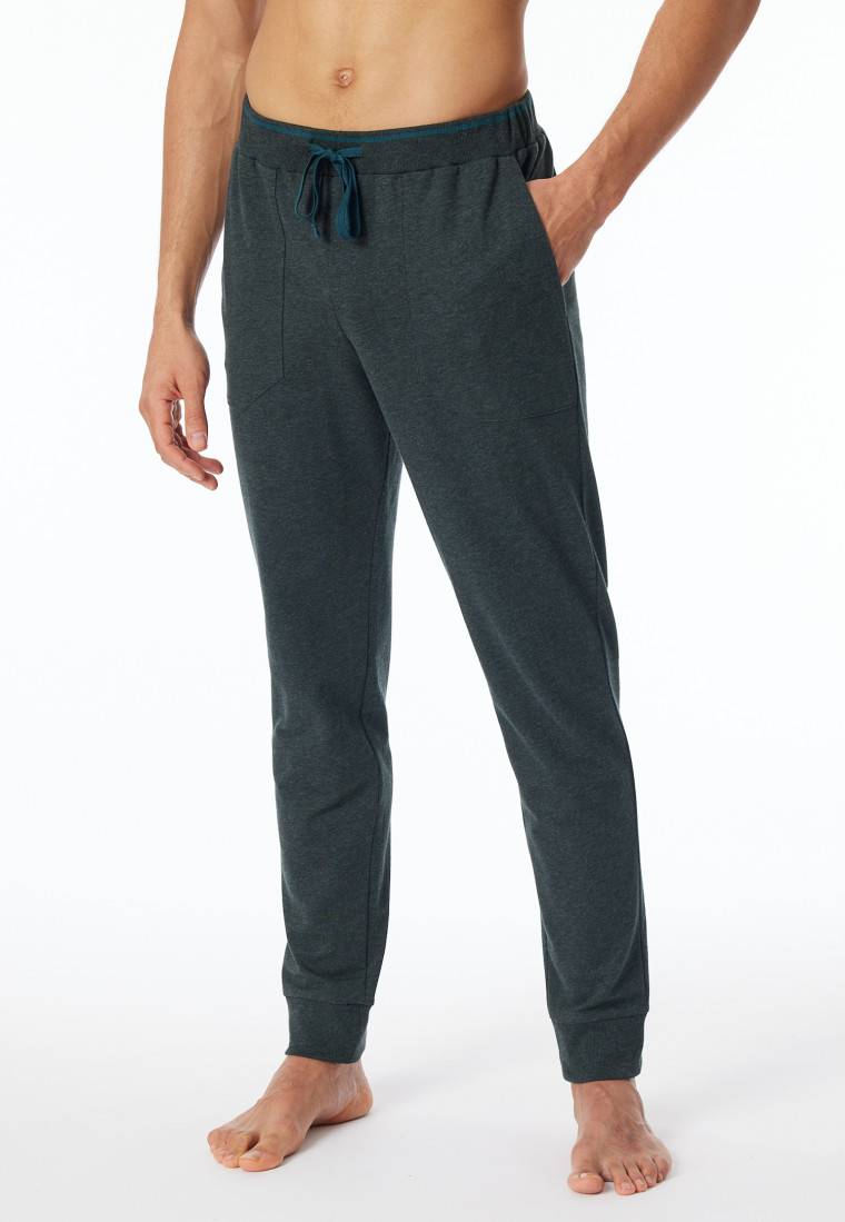 Schiesser Loungehose lang Organic Cotton Bündchen dunkelgrau meliert - Mix+Relax Weihnachtsangebot