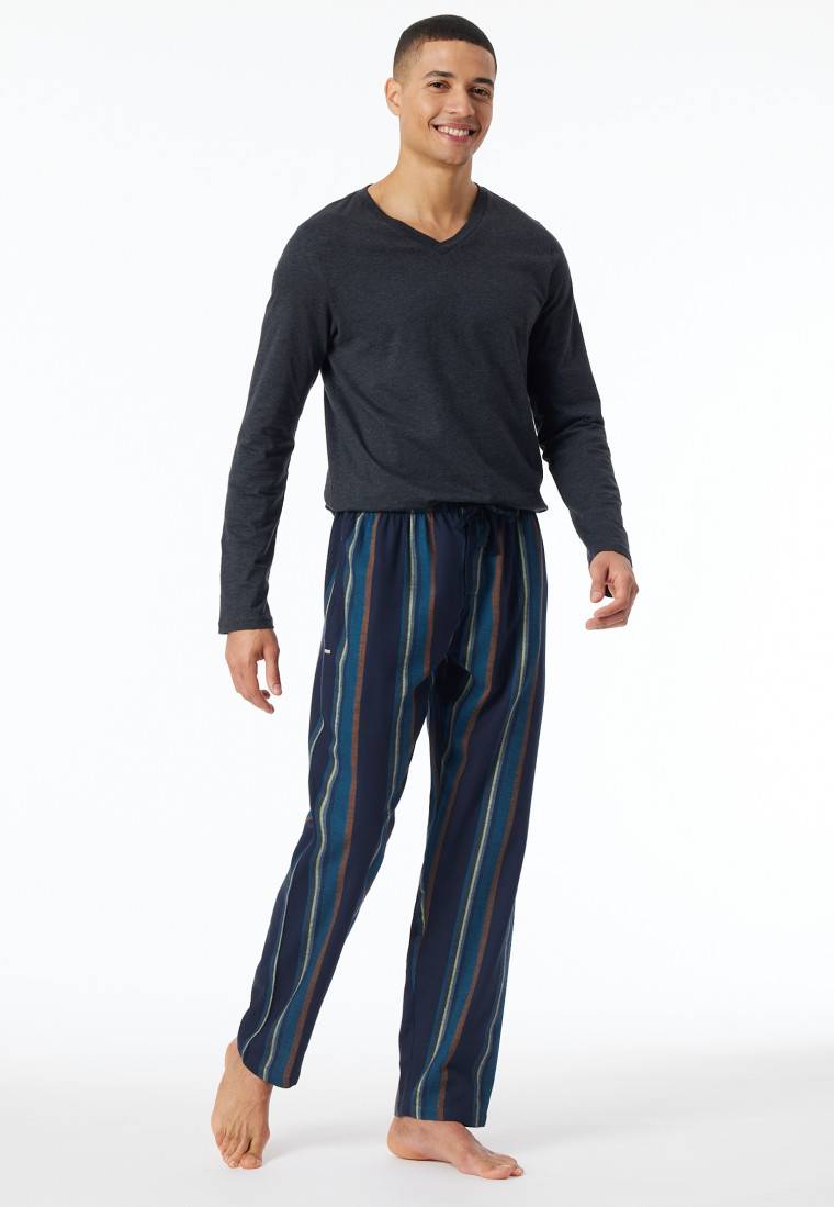 Schiesser Hose lang Flanell Streifen multicolor - Mix+Relax Jubiläumsangebot