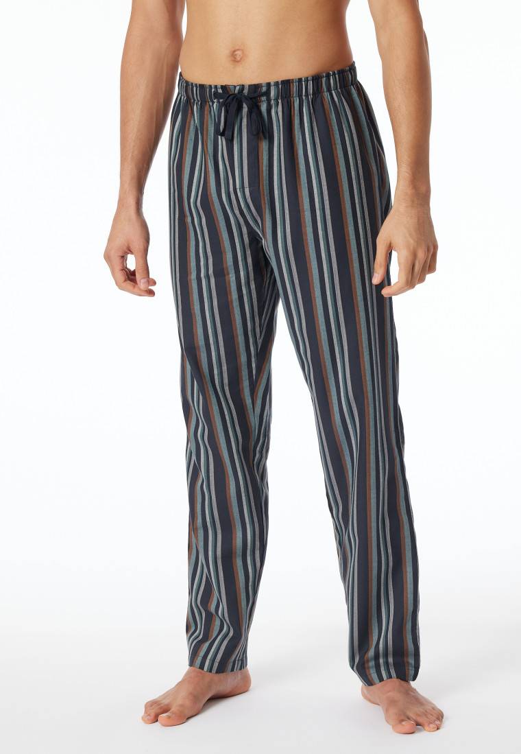 Schiesser Loungehose lang Webware Organic Cotton Streifen mehrfarbig - Mix+Relax Heißer Verkauf