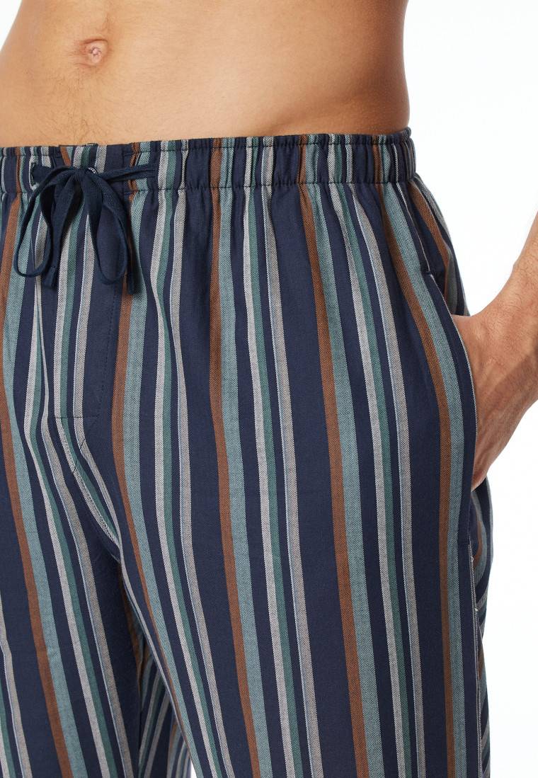 Schiesser Loungehose lang Webware Organic Cotton Streifen mehrfarbig - Mix+Relax Heißer Verkauf