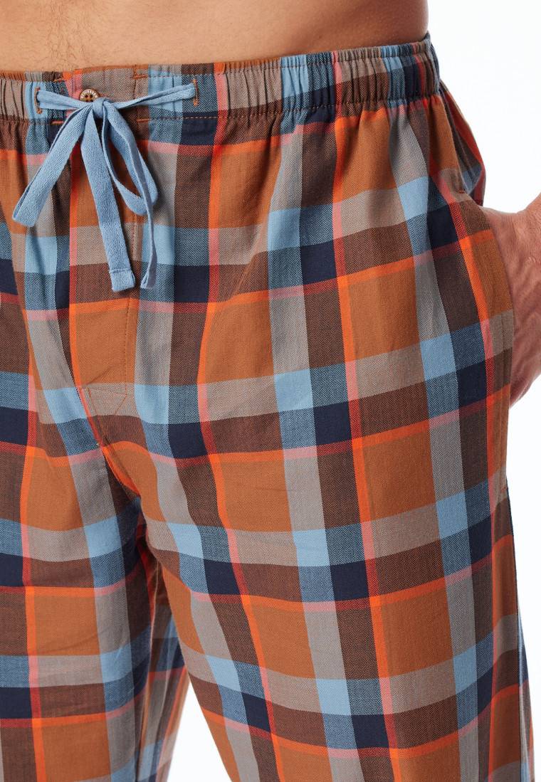 Schiesser Loungehose lang Webware Organic Cotton Karos mehrfarbig - Mix+Relax Neueste Mode