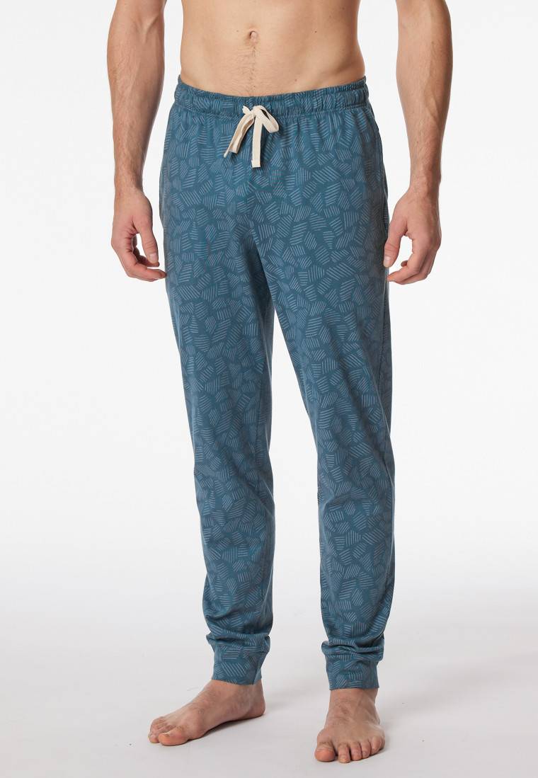 Schiesser Hose lang Jersey Bündchen jeansblau gemustert - Mix+Relax Große Rabatte