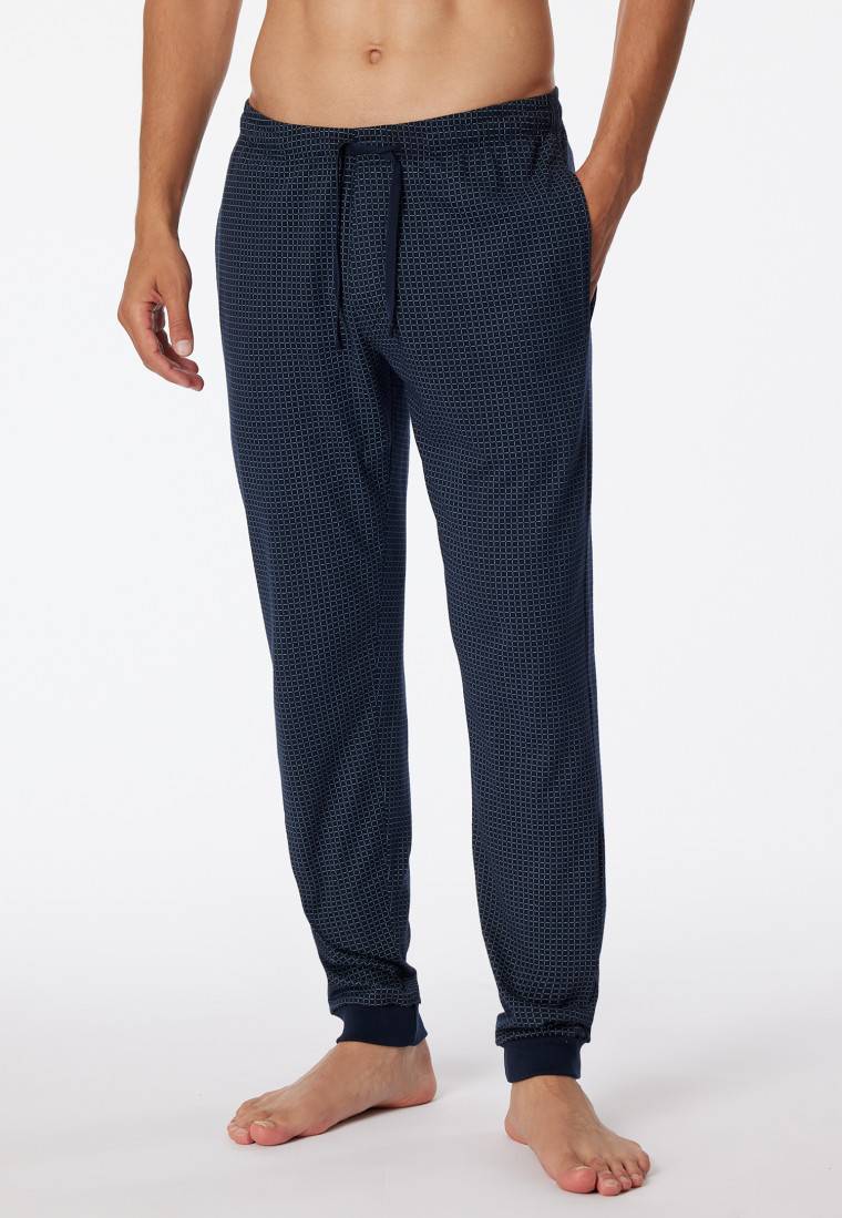 Schiesser Loungehose lang Jersey Bündchen dunkelblau-gemustert - Mix+Relax Tägliche Deals