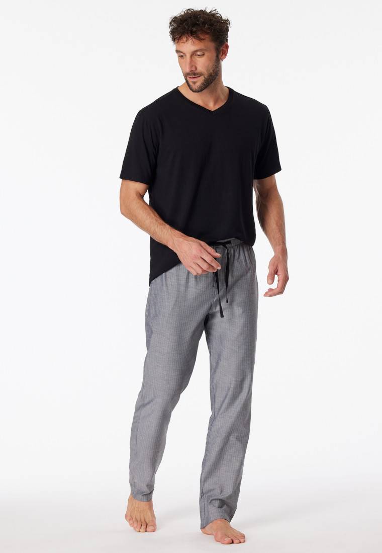 Schiesser Loungehose lang Webware Fischgrat schwarz-gemustert - Mix+Relax Sonderangebote