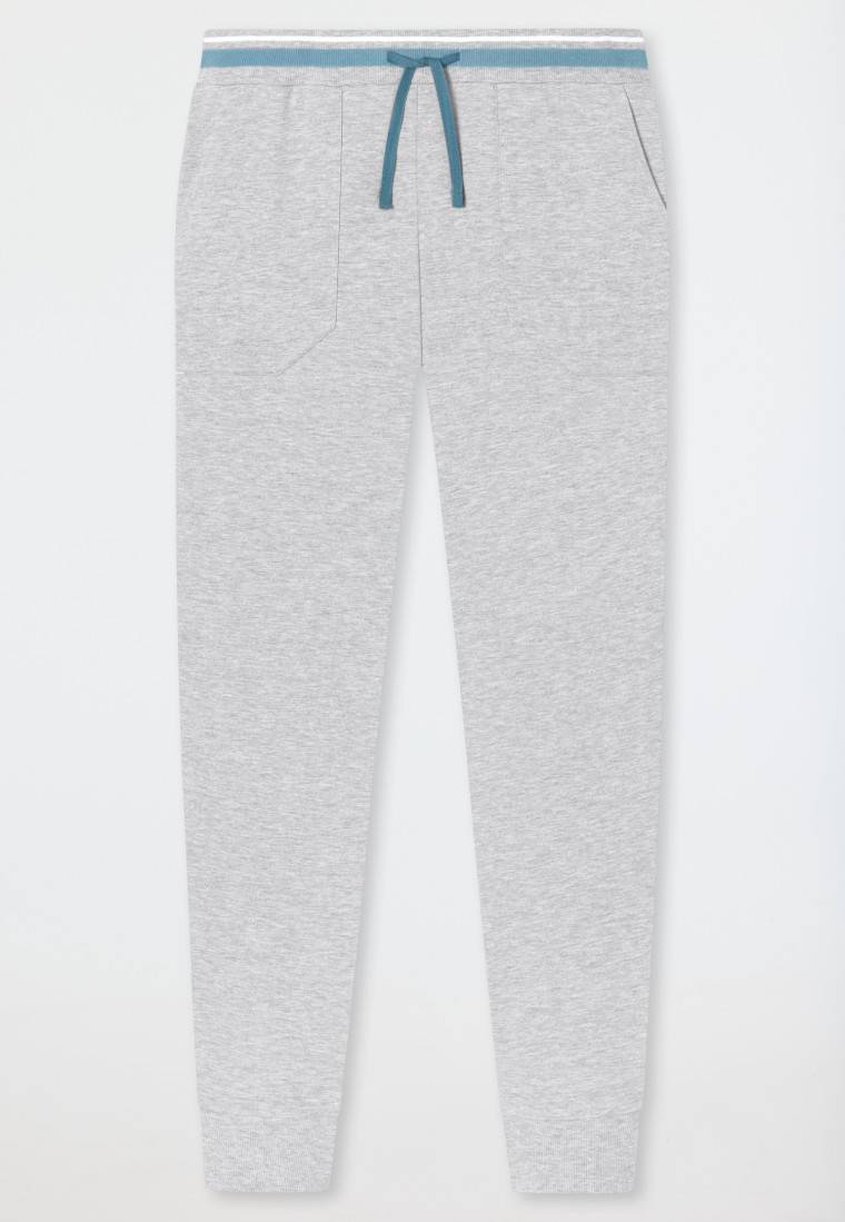Schiesser Loungehose lang Sweatware Organic Cotton Bündchen Streifen grau-meliert - Mix+Relax Riesige Ersparnisse