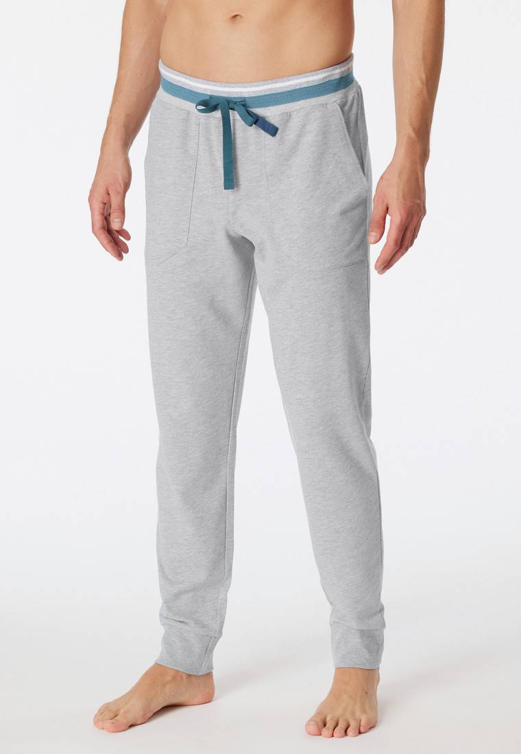 Schiesser Loungehose lang Sweatware Organic Cotton Bündchen Streifen grau-meliert - Mix+Relax Riesige Ersparnisse