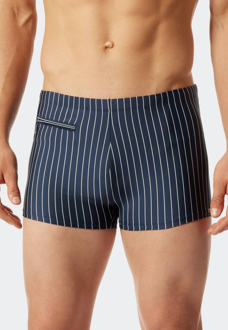 Schiesser Badehose mit Reißverschlusstasche Wirkware recycelt Streifen admiral - Nautical Casual Super Sparpreis