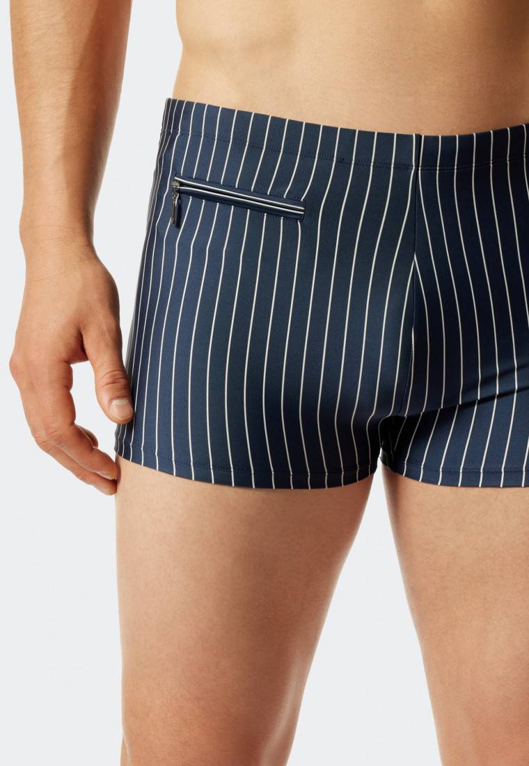 Schiesser Badehose mit Reißverschlusstasche Wirkware recycelt Streifen admiral - Nautical Casual Super Sparpreis