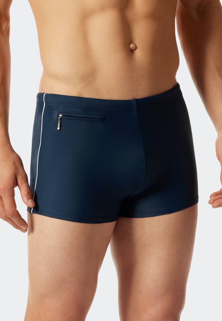 Schiesser Badehose mit Reißverschluss-Tasche Wirkware recycelt feiner Streifen admiral - Nautical Casual Wochenangebot