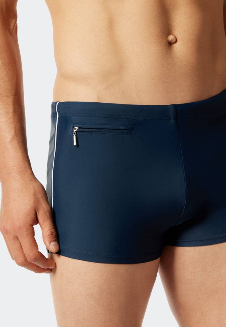 Schiesser Badehose mit Reißverschluss-Tasche Wirkware recycelt feiner Streifen admiral - Nautical Casual Wochenangebot