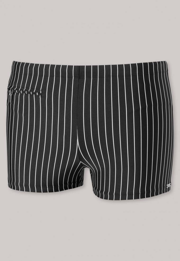 Schiesser Badehose mit Reißverschlusstasche Wirkware recycelt Streifen schwarz - Nautical Casual Kostenlose Rückgabe