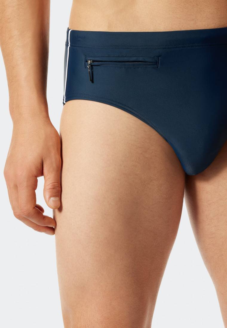 Schiesser Badehose mit Reißverschluss-Tasche Wirkware recycelt feiner Streifen admiral - Nautical Casual Begrenzte Freigabe