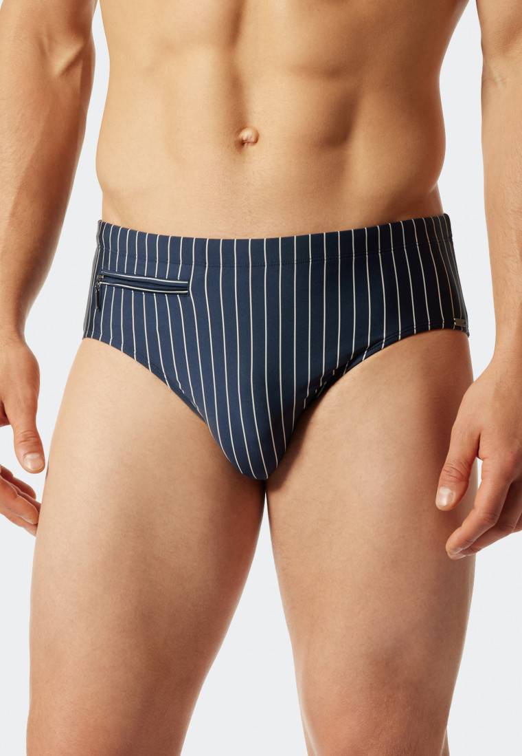 Schiesser Badehose mit Reißverschlusstasche Wirkware recycelt Streifen admiral - Nautical Casual Letzter Tag