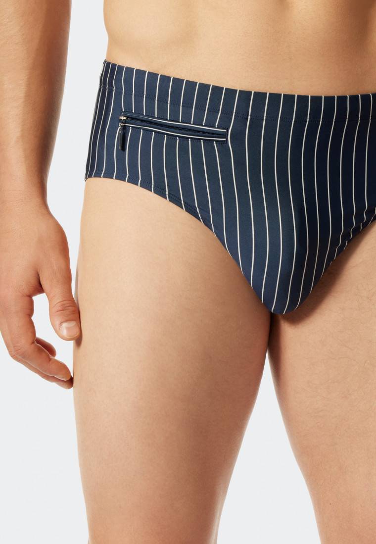 Schiesser Badehose mit Reißverschlusstasche Wirkware recycelt Streifen admiral - Nautical Casual Letzter Tag