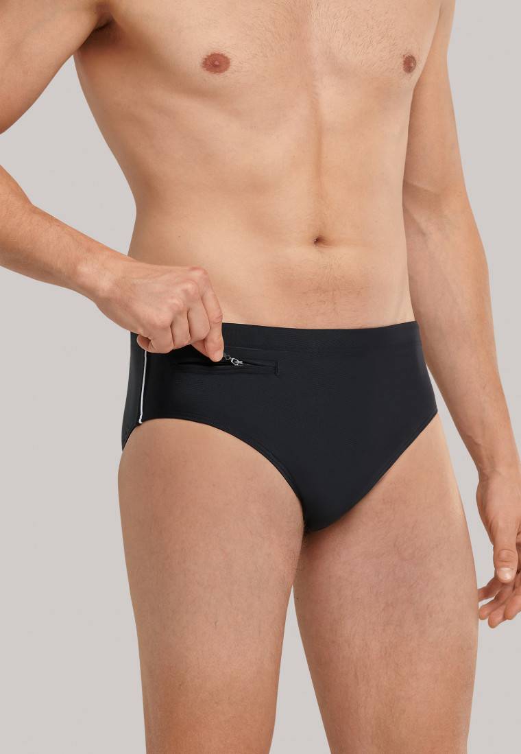 Schiesser Badehose mit Reißverschluss-Tasche Wirkware recycelt feiner Streifen schwarz - Nautical Casual Zeitbegrenzte Promotion