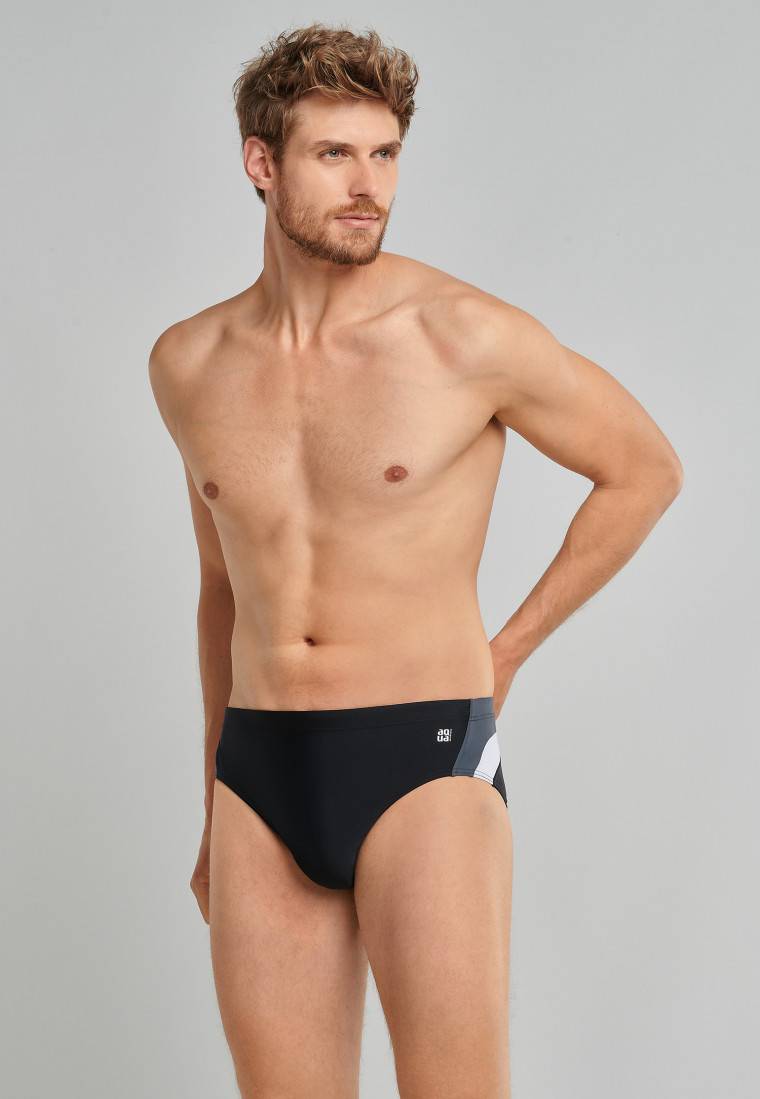 Schiesser Badehose Wirkware recycelt seitliche Streifen schwarz - Nautical Active Bis zu 50% Rabatt