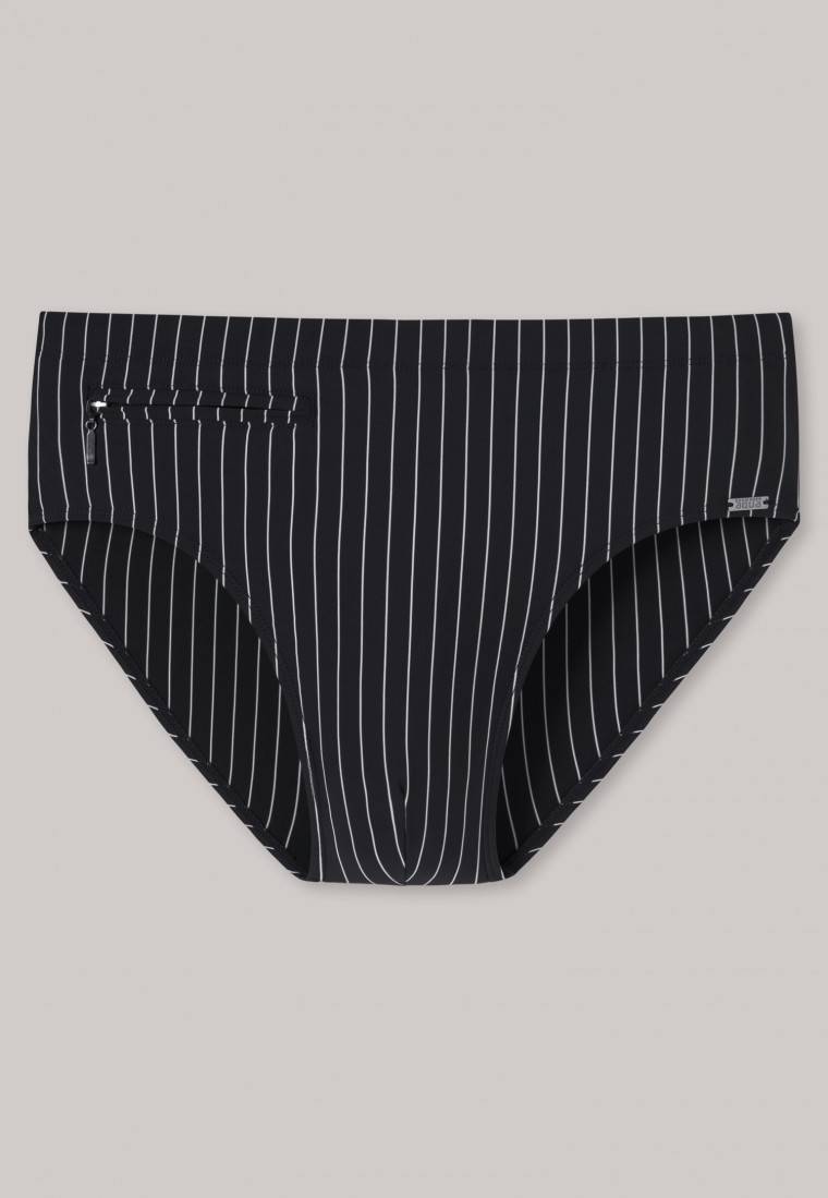 Schiesser Badehose mit Reißverschlusstasche Wirkware recycelt Streifen schwarz - Nautical Casual Bis zu 60% Rabatt