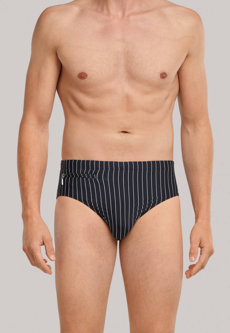 Schiesser Badehose mit Reißverschlusstasche Wirkware recycelt Streifen schwarz - Nautical Casual Bis zu 60% Rabatt