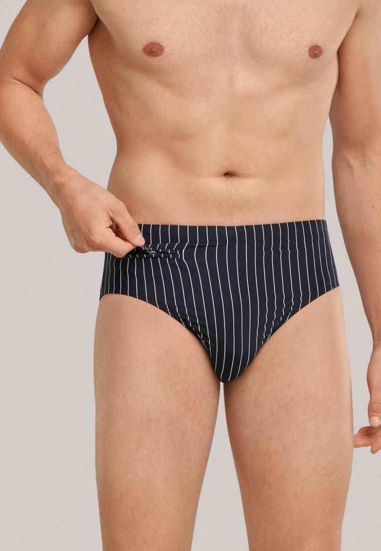 Schiesser Badehose mit Reißverschlusstasche Wirkware recycelt Streifen schwarz - Nautical Casual Bis zu 60% Rabatt
