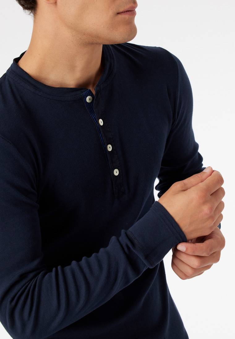 Schiesser Shirt langarm dunkelblau - Revival Karl-Heinz Sonderangebot der Fabrik