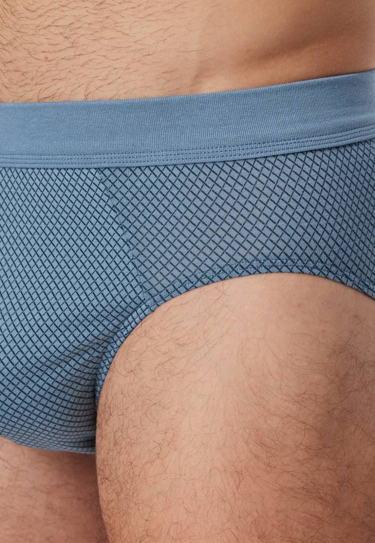 Schiesser Minislip Organic Cotton gemustert blaugrau - Comfort Fit Super Rabatt