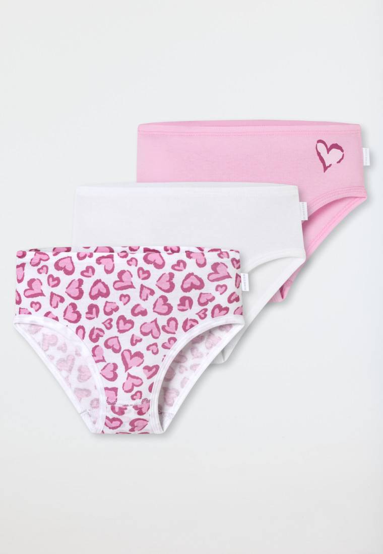 Schiesser Slips 3er-Pack Herzen rosa/weiß - Fine Rib 50% Rabatt mit kostenlosem Versand