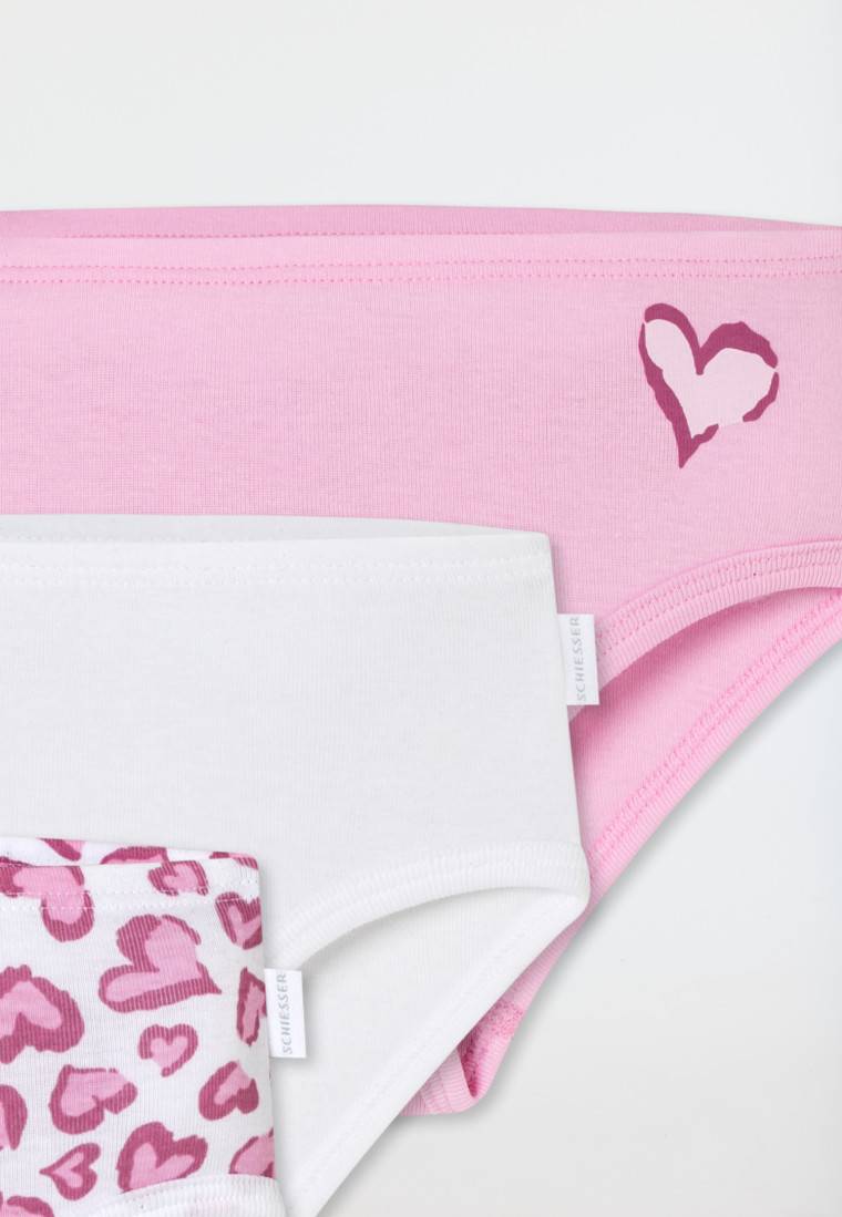 Schiesser Slips 3er-Pack Herzen rosa/weiß - Fine Rib 50% Rabatt mit kostenlosem Versand