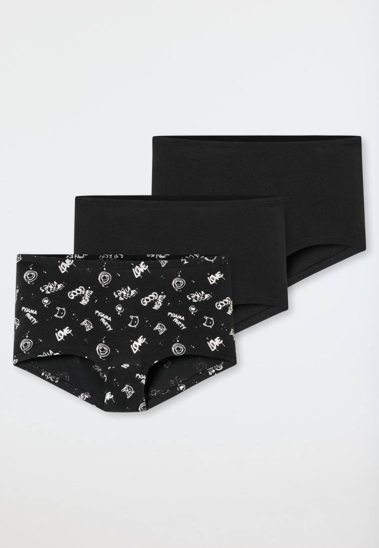 Schiesser Shorts 3er-Pack Organic Cotton schwarz bedruckt - 95/5 Auslauf