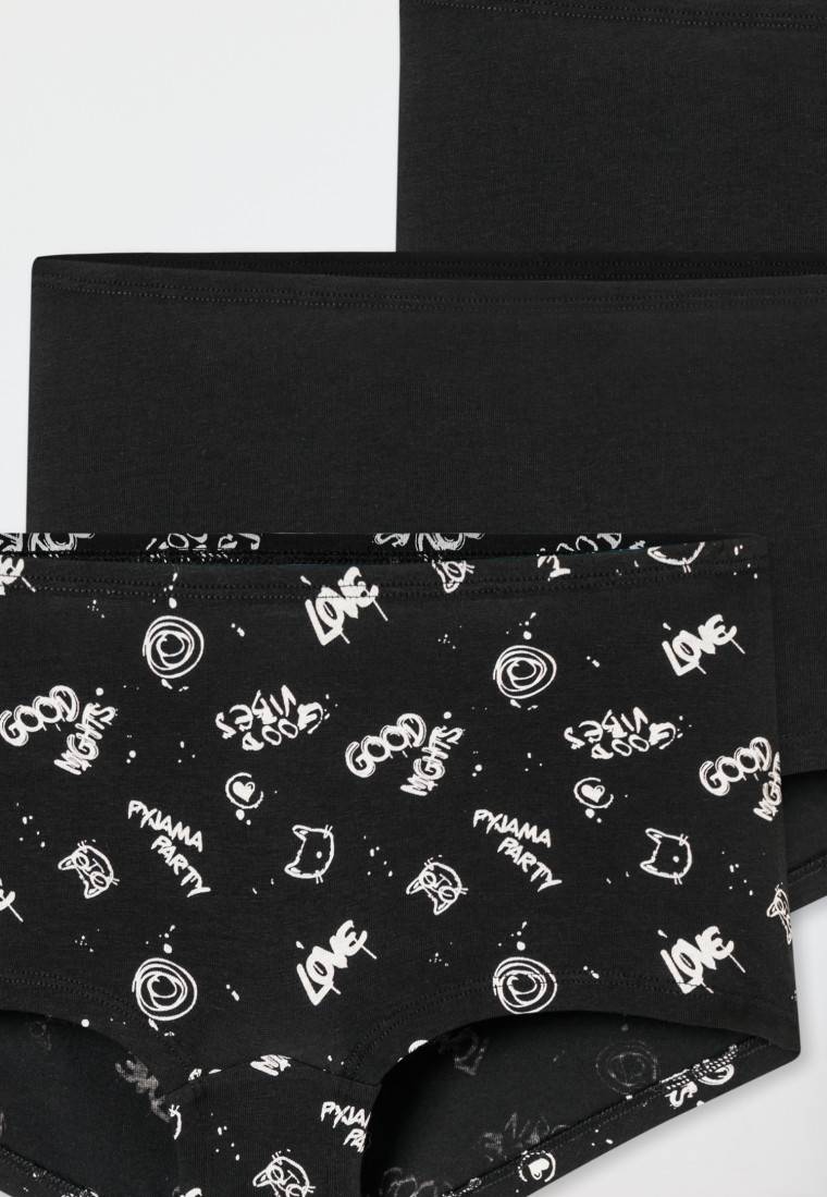 Schiesser Shorts 3er-Pack Organic Cotton schwarz bedruckt - 95/5 Auslauf