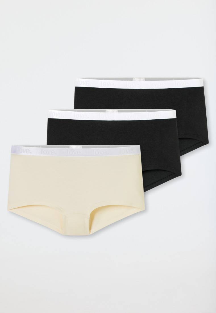 Schiesser Shorts 3er-Pack Organic Cotton schwarz / off-white - 95/5 Fabrikpreis