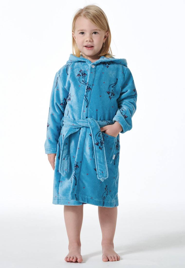 Schiesser Bademantel Velours Drachendruck aquarium - Girls World Sonderangebot