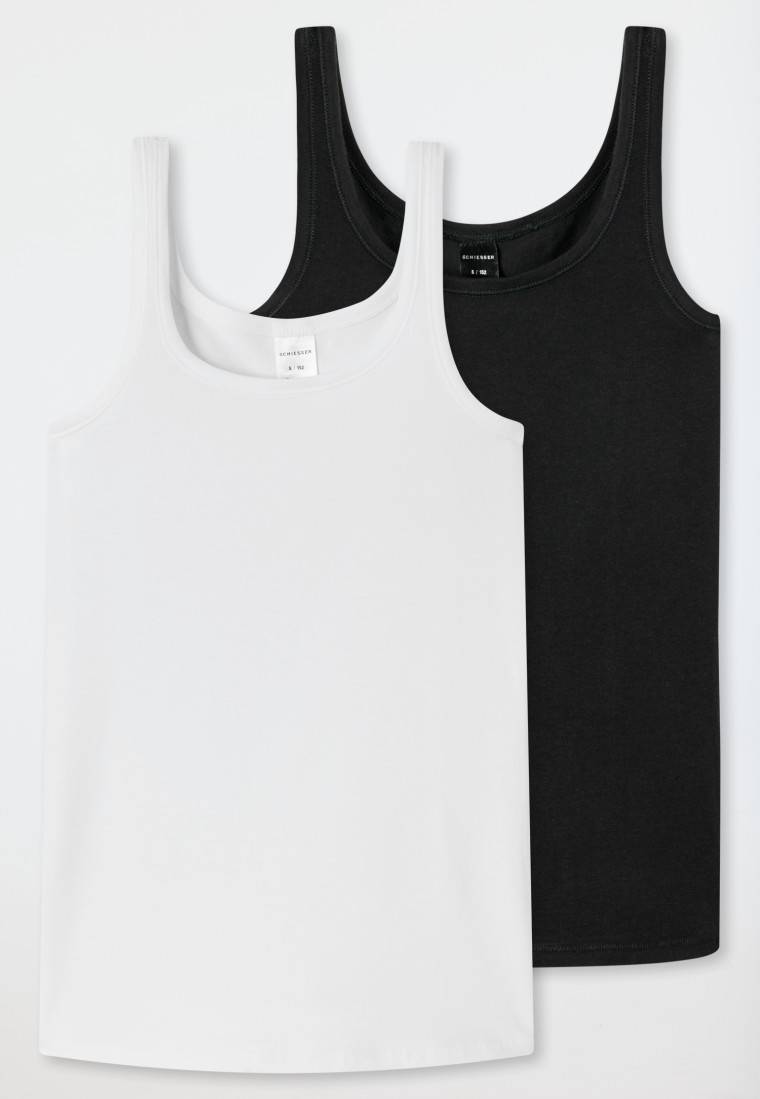 Schiesser Tops 2er-Pack Organic Cotton weiß/ schwarz - 95/5 Multipacks Cyber Monday