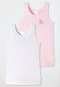 Schiesser Unterhemden 2er-Pack Feinripp Organic Cotton Pferd Ringel weiß/rosa - Feinripp Multipacks Osterangebot
