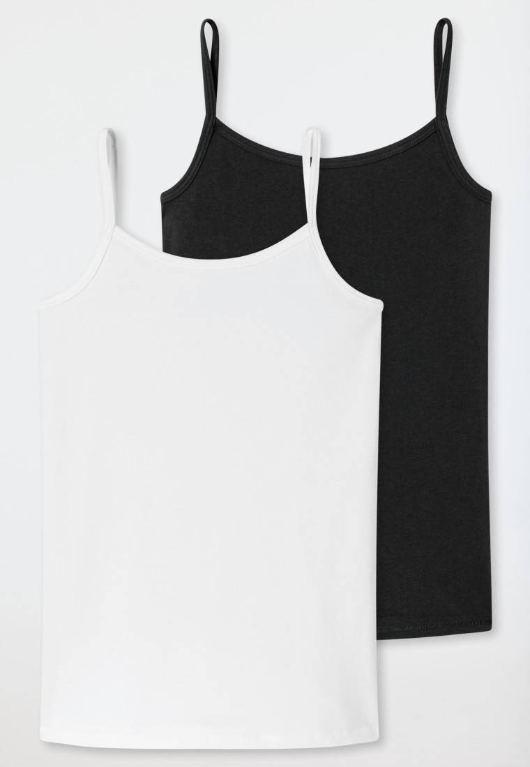 Schiesser Spaghetti-Tops 2er-Pack Organic Cotton weiß/ schwarz - 95/5 Vatertagsangebot