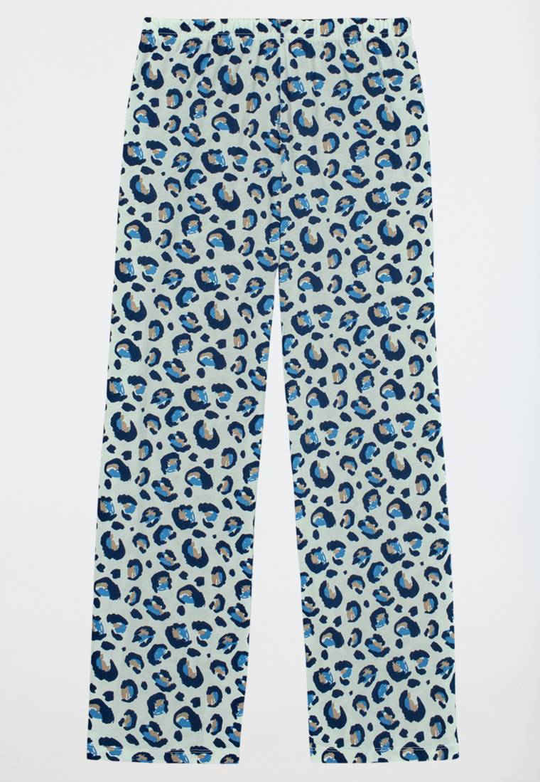 Schiesser Schlafanzug lang Leoparden-Muster blau - Nightwear Lagerräumung
