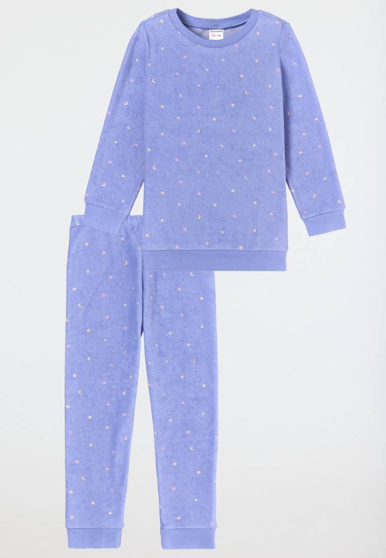 Schiesser Schlafanzug lang Frottee Organic Cotton Bündchen Sterne flieder - Girls World Heißer Verkauf