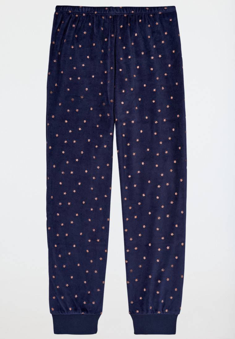 Schiesser Schlafanzug lang Velour Sterne nachtblau - Nightwear Zeitlich begrenztes Angebot